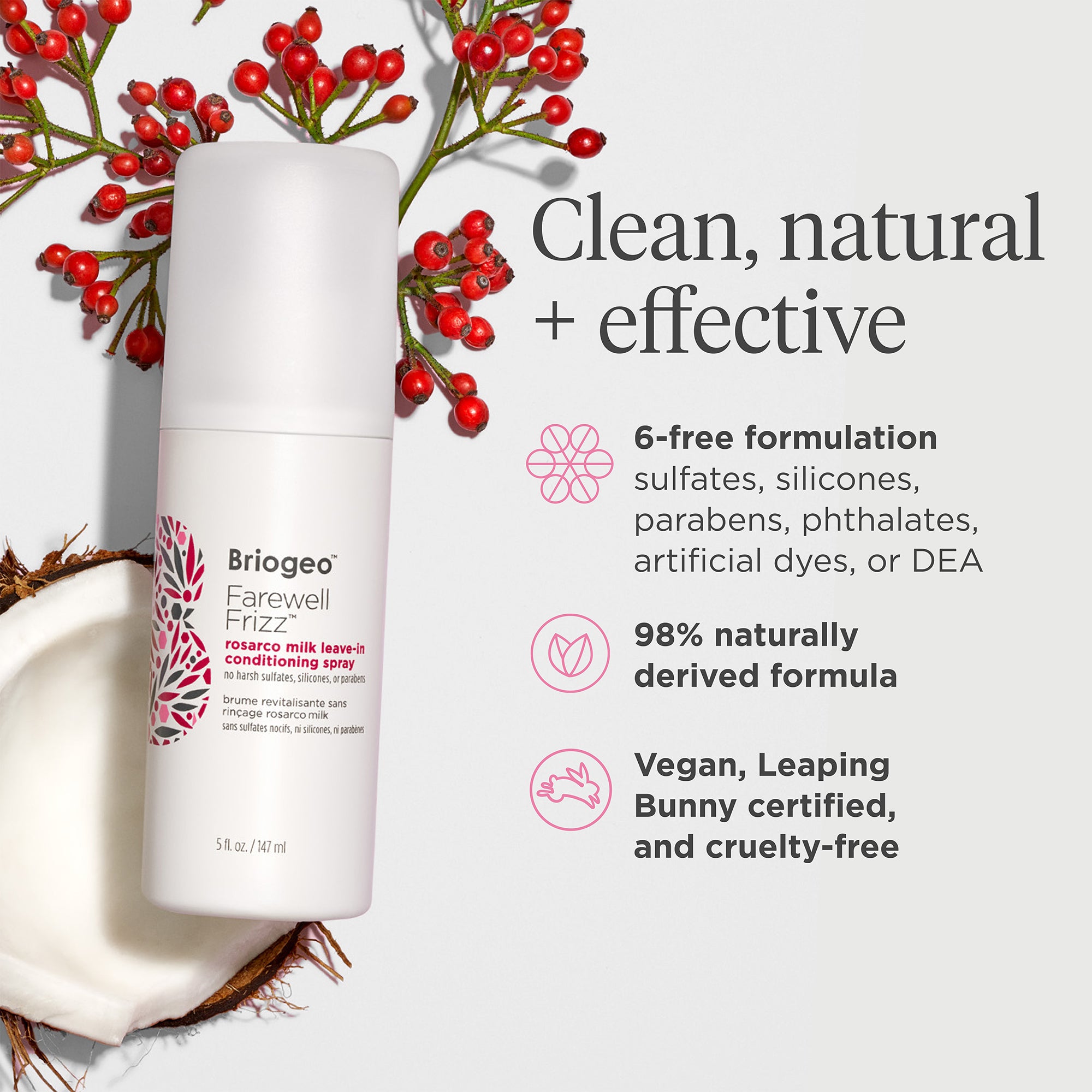 Farewell Frizz Rosarco Milk Leave-in Conditioning Spray | Leave In Conditioner - Briogeo